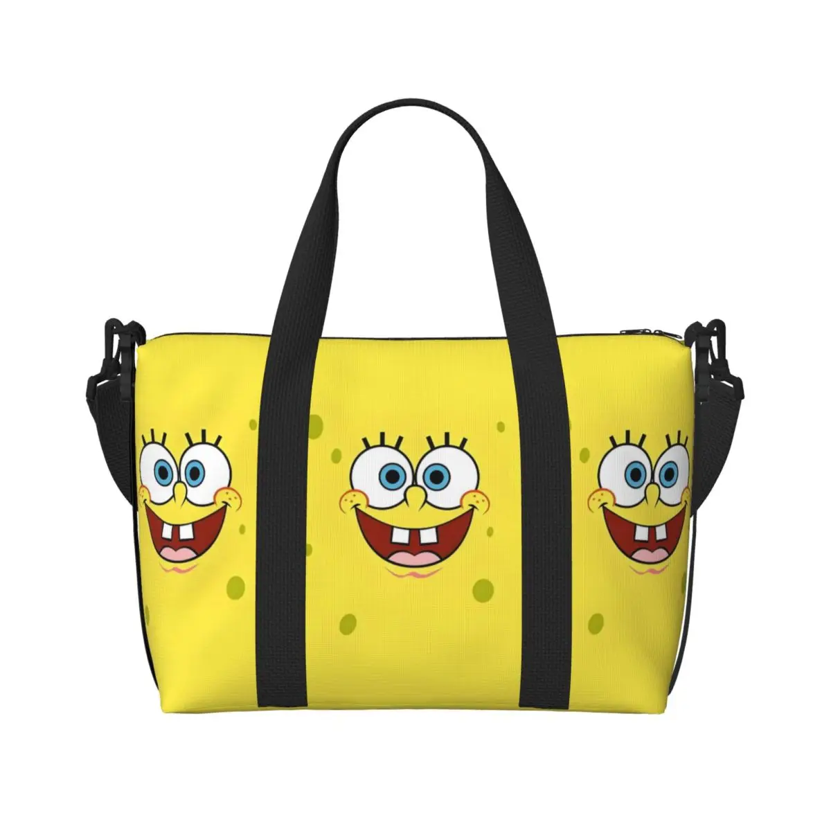 

Custom S-SpongeBobs S-SquarePantes Beach Tote Bag for Women Classical Anime Big Compartment Beach Gym Travel Bags