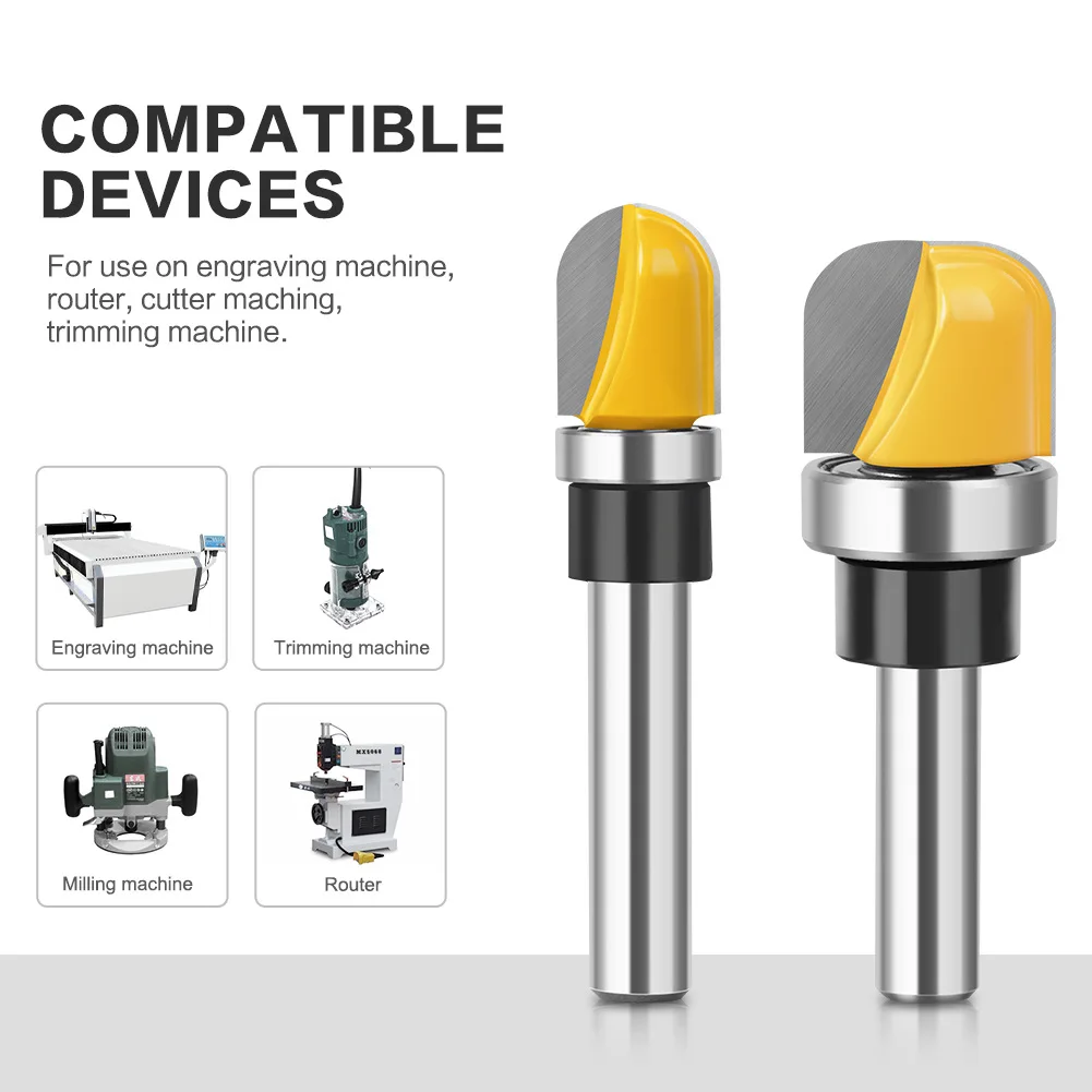 1PC 8MM Shank Milling Cutter Wood Carving 1-1/8" Diameter Bowl & Tray Router Bit Woodworking Concave Radius Milling Cutters Tool