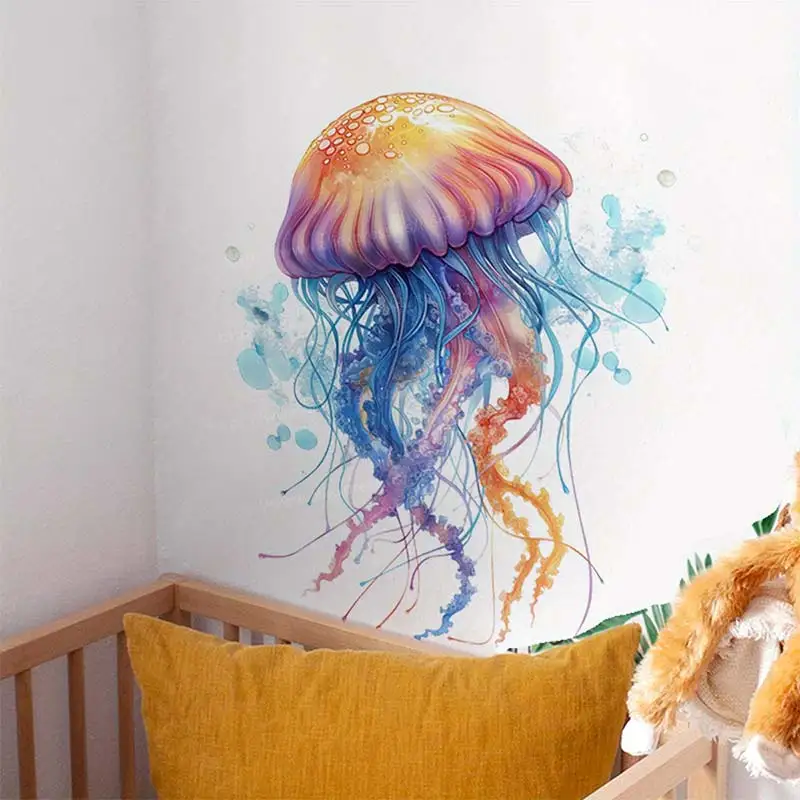 Jellyfish Pattern Wall Sticker Bathroom Living Room Background Decorations Wallpaper Creative  Self-adhesive Stickers M973