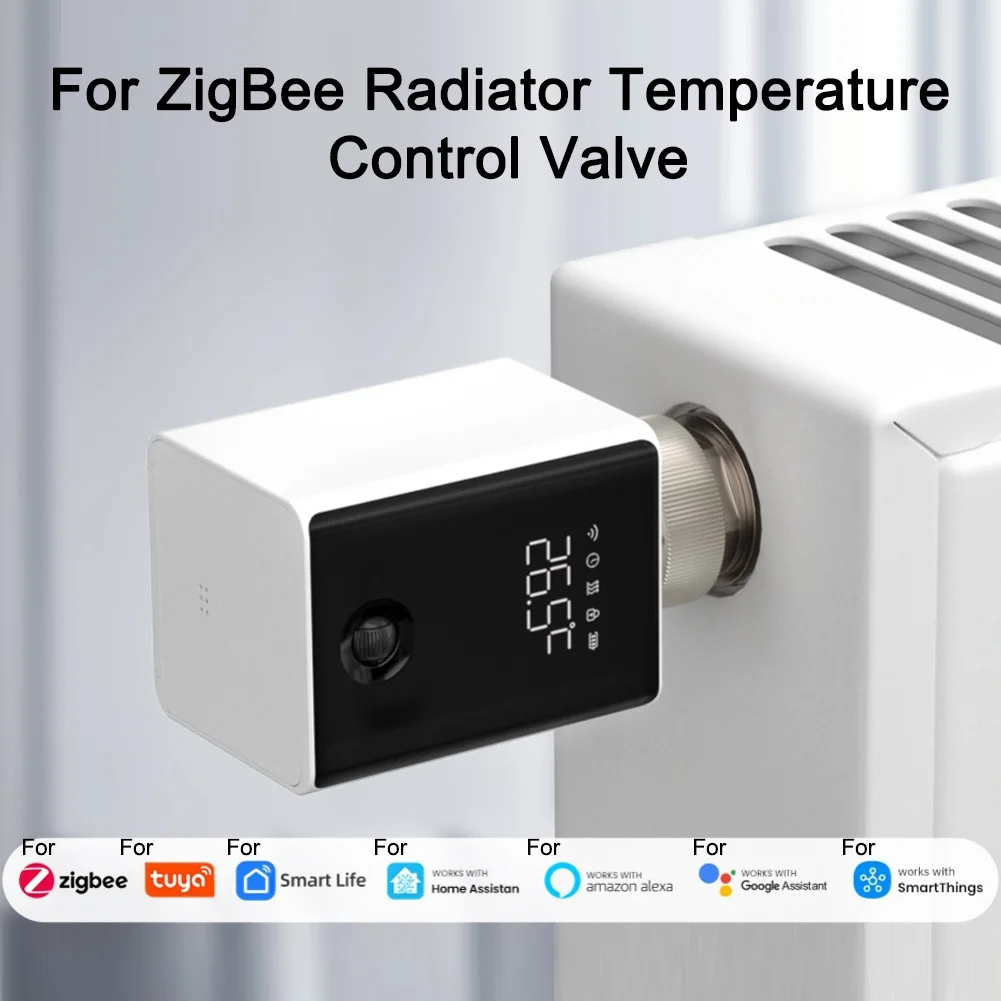 For Tuya Smart Radiator Thermostat For Zigbee for enabled Programmable Heating Valve with Six Adapters for M30 Valves