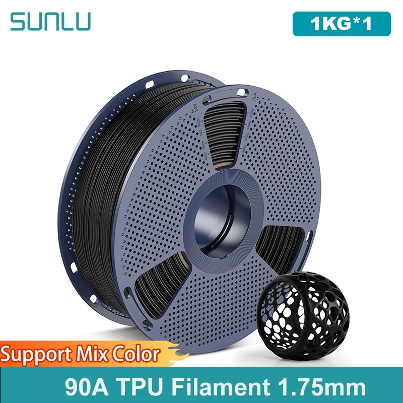 Filament d'imprimante 3D SUNLU 1KG TPU 1.75mm, Filament TPU 90A haute vitesse, Filament 3D flexible de 1KG, adapté à la plupart des impressions 3D FDM