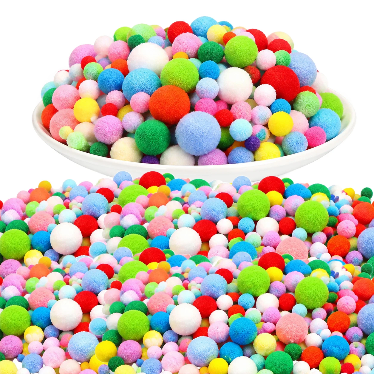100~800Pcs Vibrant Pom Poms Fluffy Chenille Spheres for Abstract Sculptures Canvas Collages & Professional Art Studio Stock TMZ