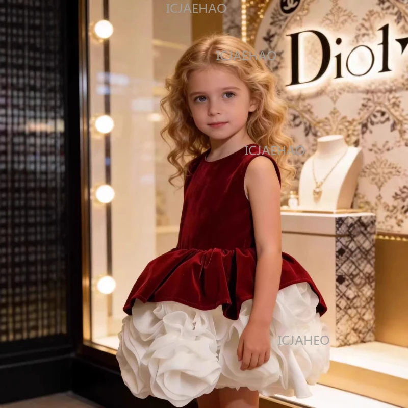 Children Girls Dress Clothes New Little Girl Princess Gown Sleeveless Party Pageant Kids Clothing Formal Costume Elegant Tutu