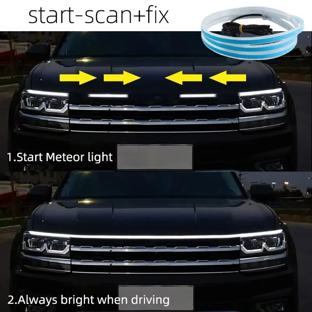 

Popular Through-type LED Daytime Running Light, RGB Multi-Color Car Hood Light Strip, Super Bright Atmosphere Lamp