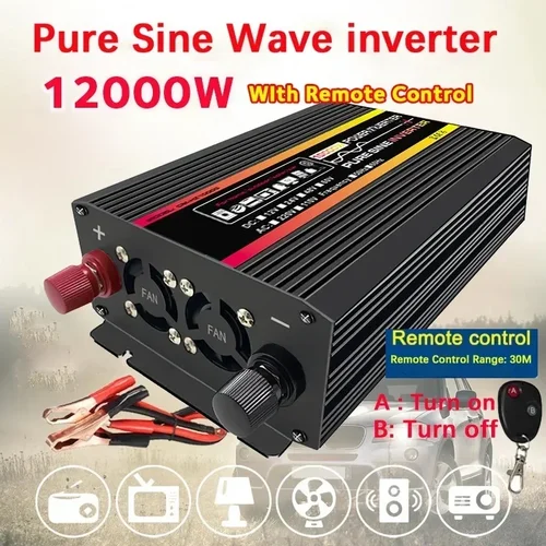 Inversor de onda sinusoidal pura de 10000W y 12000W DC12V a AC 220V 50Hz inversor de corriente para coche para sistema Solar hogar exterior RV coche