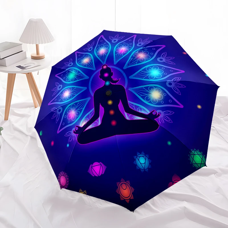 Chakra Automatic Umbrella, Compact Design with 8 Ribs,  Outdoor Leisure and Daily Use-ideal Gift