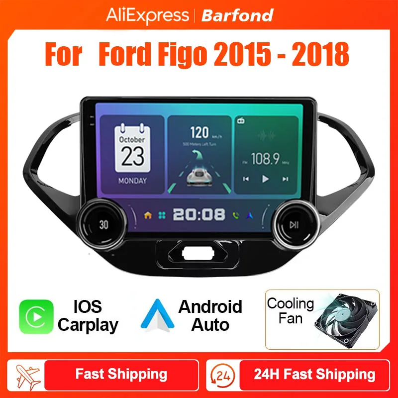 Barfond For  Ford Figo 2015 - 2018  Car Radio Multimedia Video Player Navigation stereo GPS Android 2din dvd