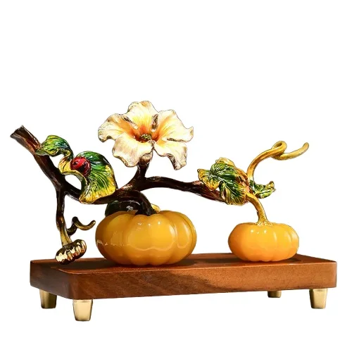 

High-grade enamel pumpkin ornament, new Chinese style, living room wine cabinet decoration