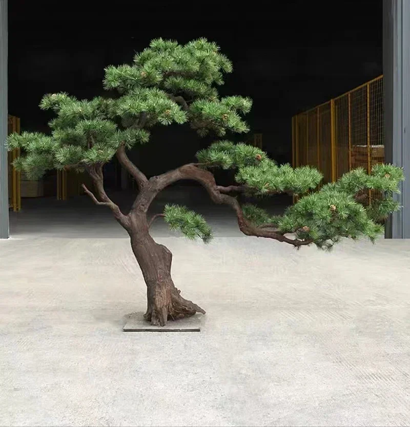 Large-scale simulated fake tree new Chinese landscaping green plant entrance floor ornament decoration