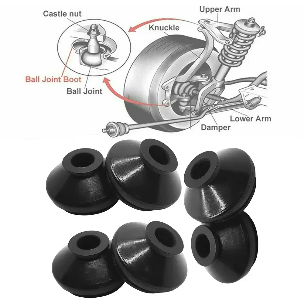 6pcs High Quality Rubber Tie Rod End Ball Joint Dust Boots Cover Universal Suspension Steering Ball Joint Accessories