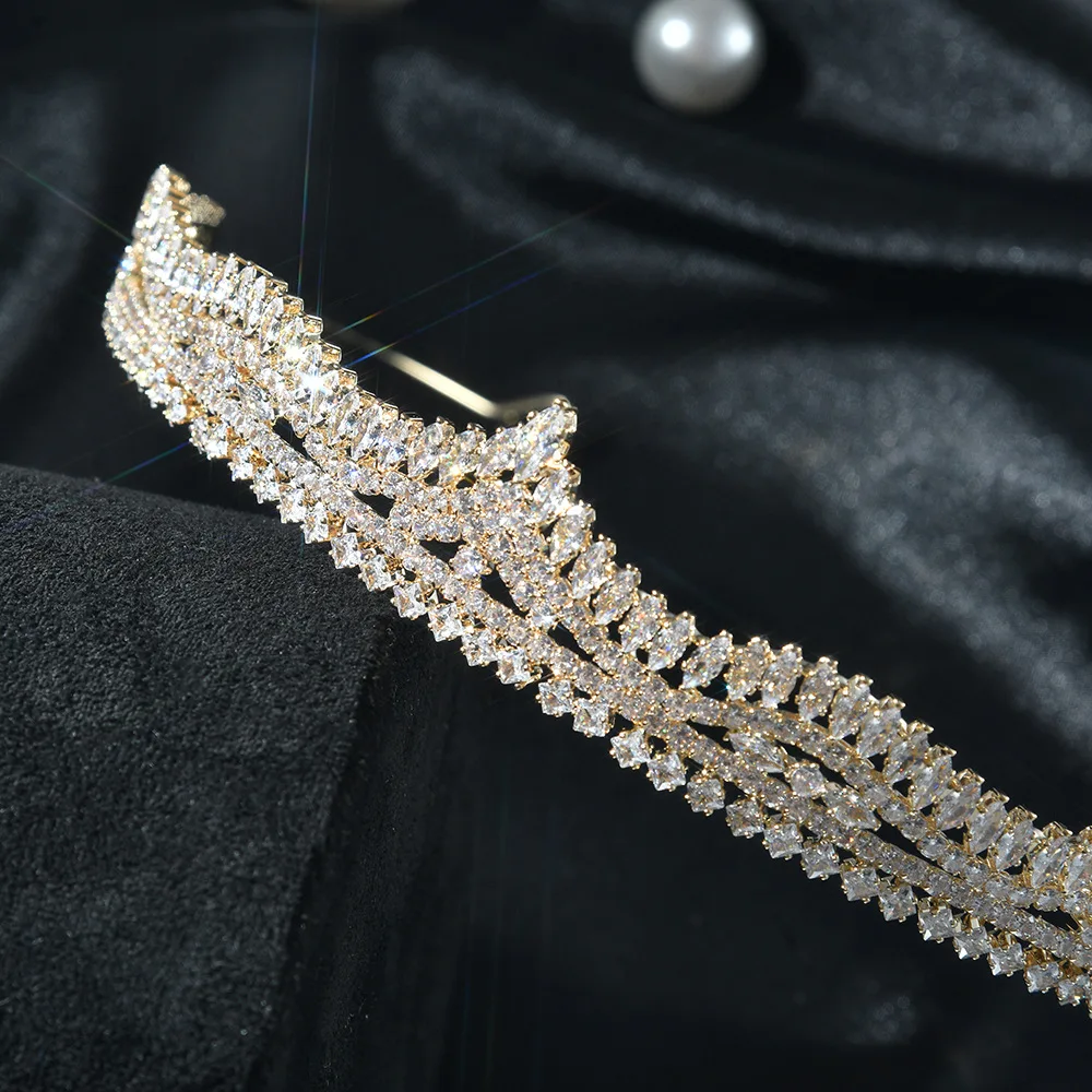 Luxury Bridal Crowns Tiaras For Wedding Headpiece Sliver Zirconia CZ Princess Crowns For Girl Women Diadem Party Bride Headdress