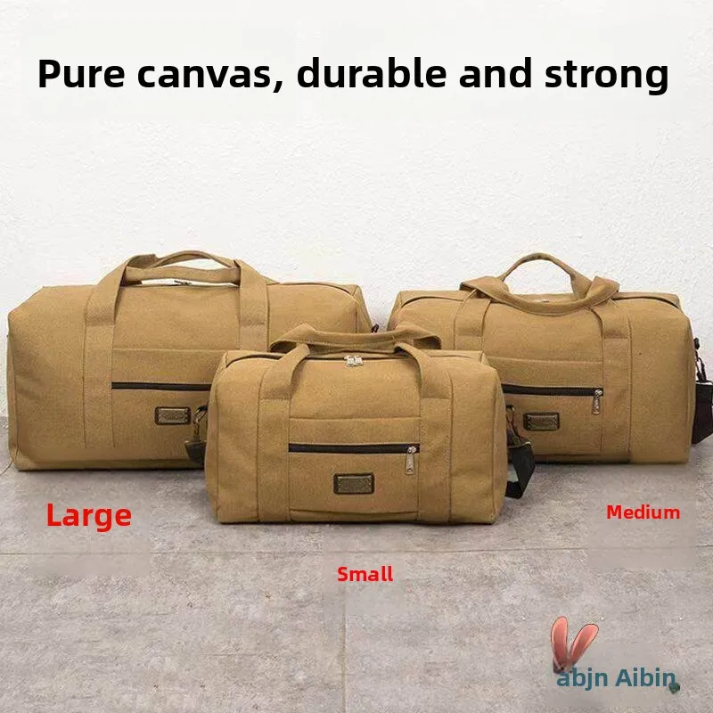 Large Canvas Shoulder Travel Bag Men's Crossbody Bag High Capacity Wear Resistant Luggage Bag Handbag for Travel And Work