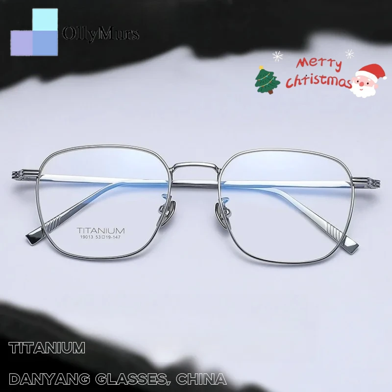 

OLLYMURS 2025 New Titanium Eyeglasses Frames Men's Square Ultralight Eyeglasses Frames Women's Retro Luxury Eyeglasses 19013
