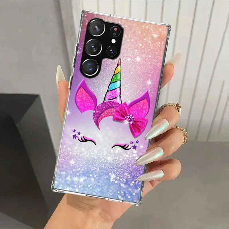 Pink Unicorn Rainbow Phone Case for Samsung Galaxy Note 20 Ultra 10 Plus 9 8 M12 M21 M30S M51 M52 J4 J6 + J8 Funda Print Shell