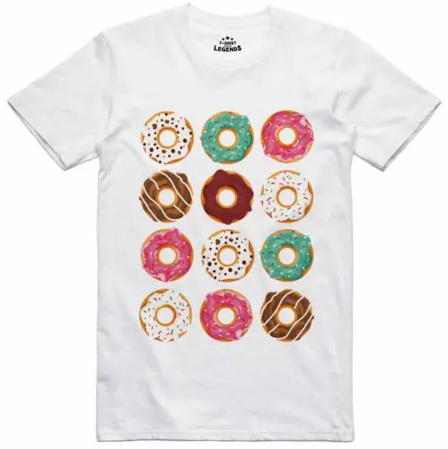 Mens Novelty T Shirt Donut Design Cotton Ring Spun Regular Fit Tee