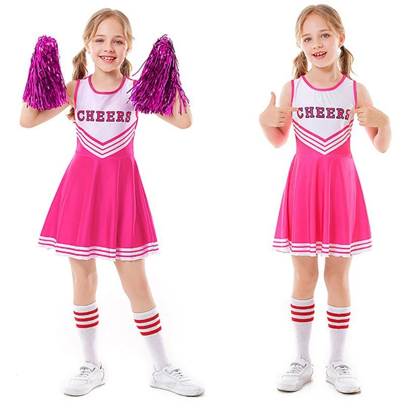 Breathable Cheerleader Children School Girls Outfits Dress Fancy Cheerleader Team Sports Uniform Outfits