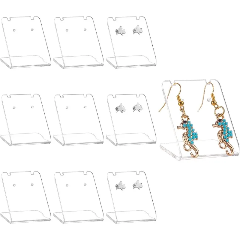 

10pcs Mini Earring Holder Clear Acrylic Ear Stud Holder L-Shape Jewelry Earring Displays Mini Earring Hangers Stands Display