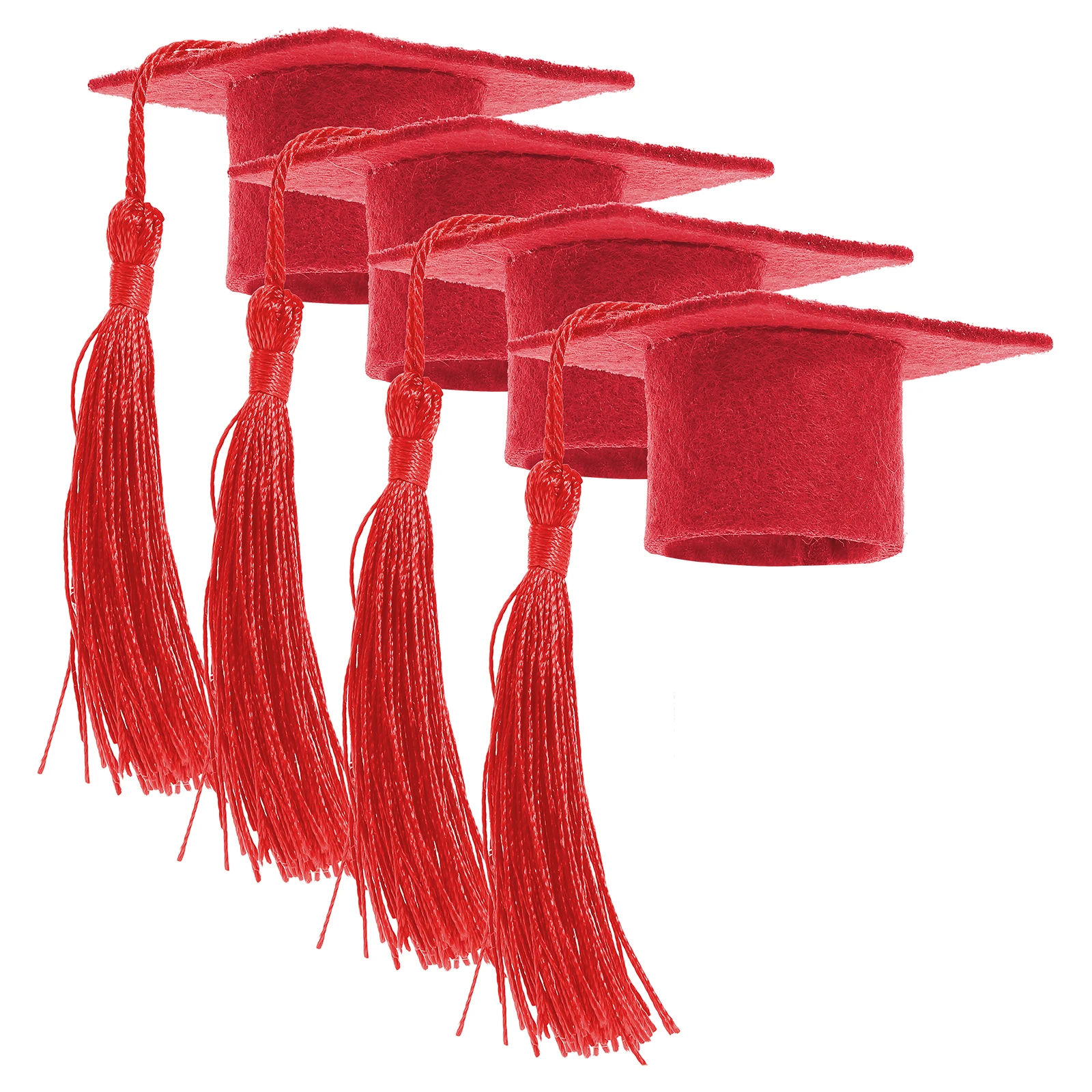 

4pcs Mini Graduation Cap Toppers Wine Beverage Covers Party Favors Decorations Graduation Hat Jar Toppers Reusable Bottle Plugs