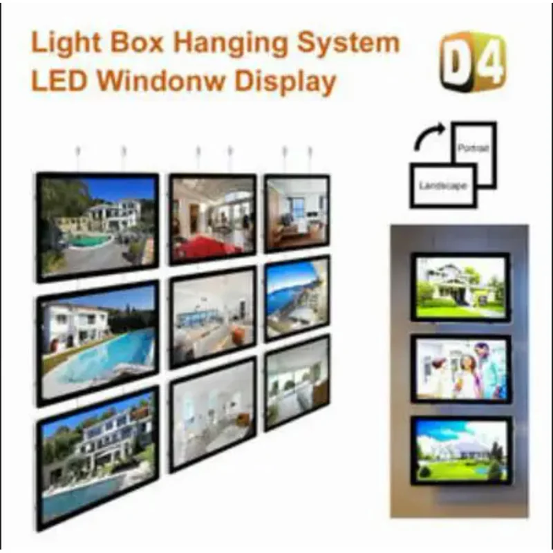 Custom  Indoor shop advertising sign board wall mounted acrylic crystal  LED magnetic slim crystal light box for Real Estate