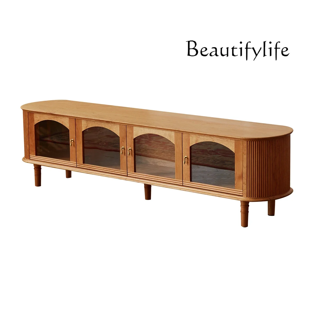 

Nordic TV cabinet retro small apartment home living room solid wood modern simple TV