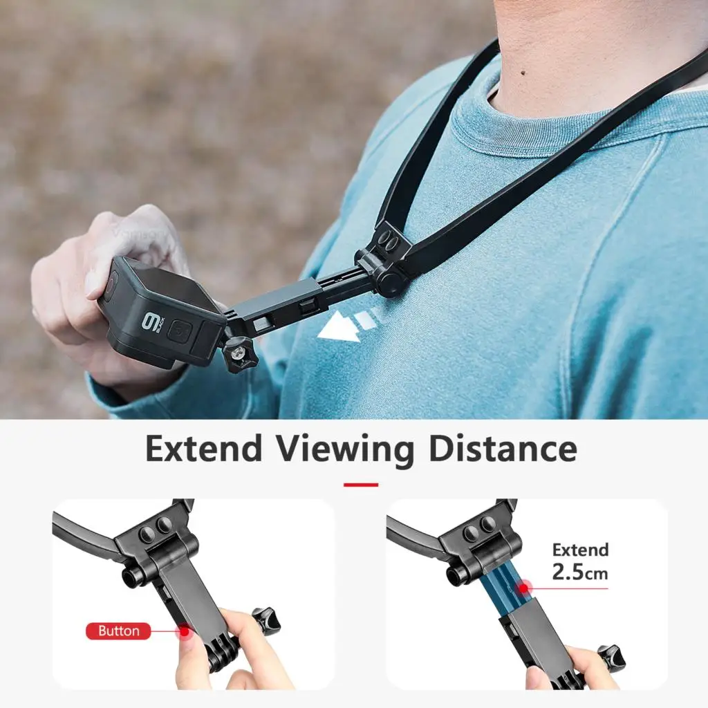 Vamson Neck Hold Mount for Insta360 X3 GoPro Hero 12 11 10 9 8 7 DJI Osmo Action Anti-shake Lanyard Strap for GoPro Accessories