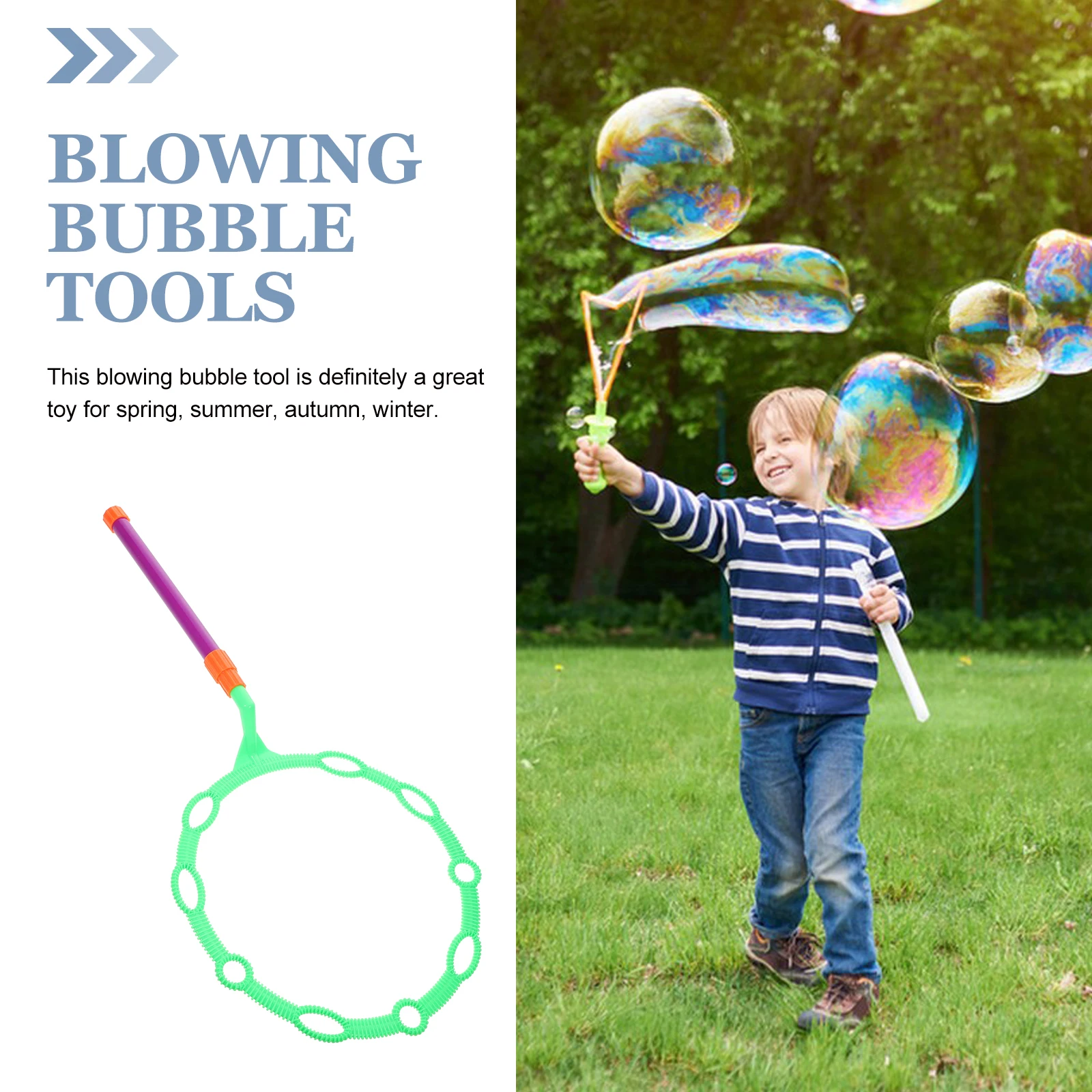 Pierścień do robienia baniek mydlanych na zewnątrz, z odłączaną rączką, duży i mały, narzędzie do robienia baniek dla dzieci, zielony.