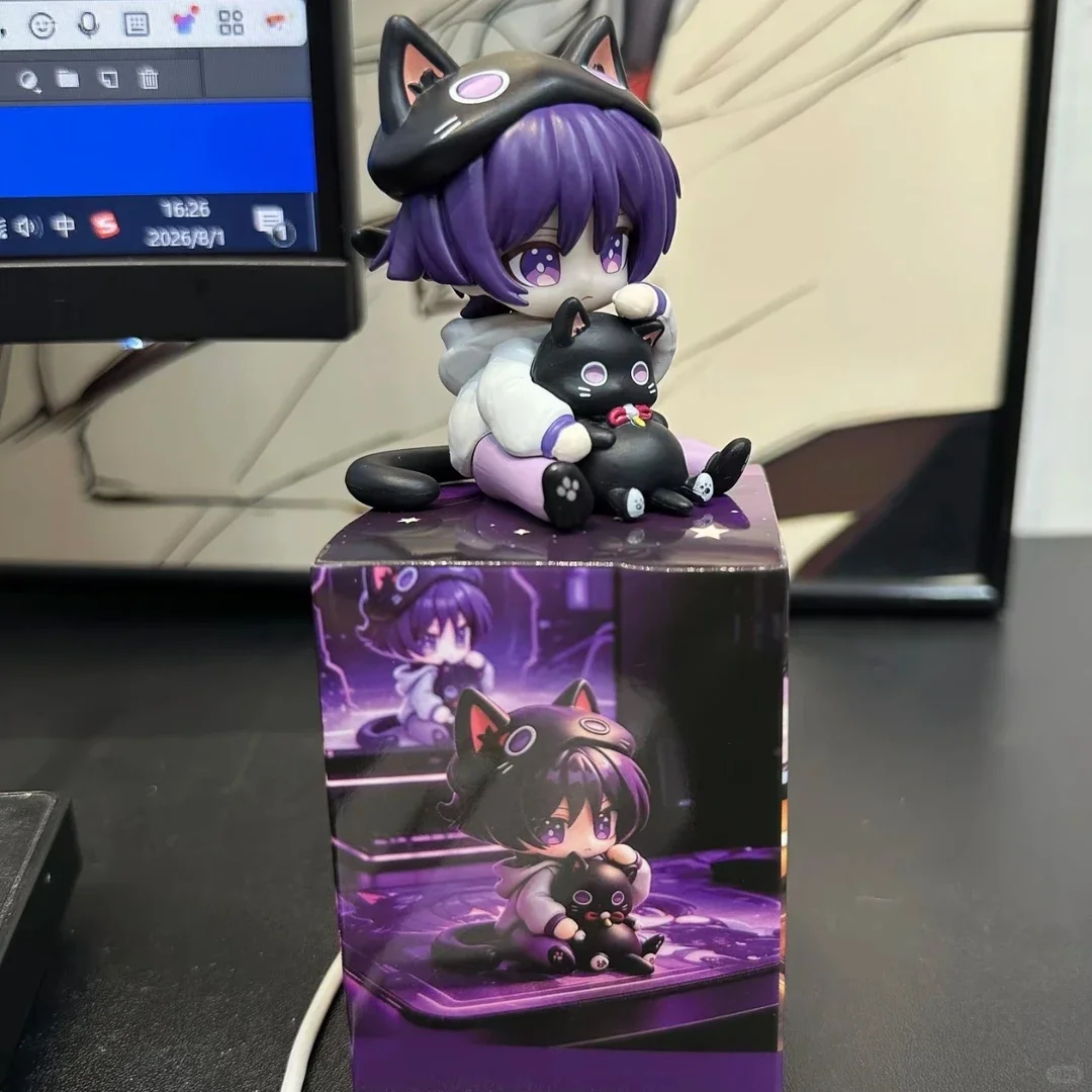 miHoYo Genshin Impact Wanderer Märchenhafte Katze Q-Version Anime-Figur Niedliche sitzende Scaramouche-Puppe Sammlermodell Ornament Spielzeug – Detail 4