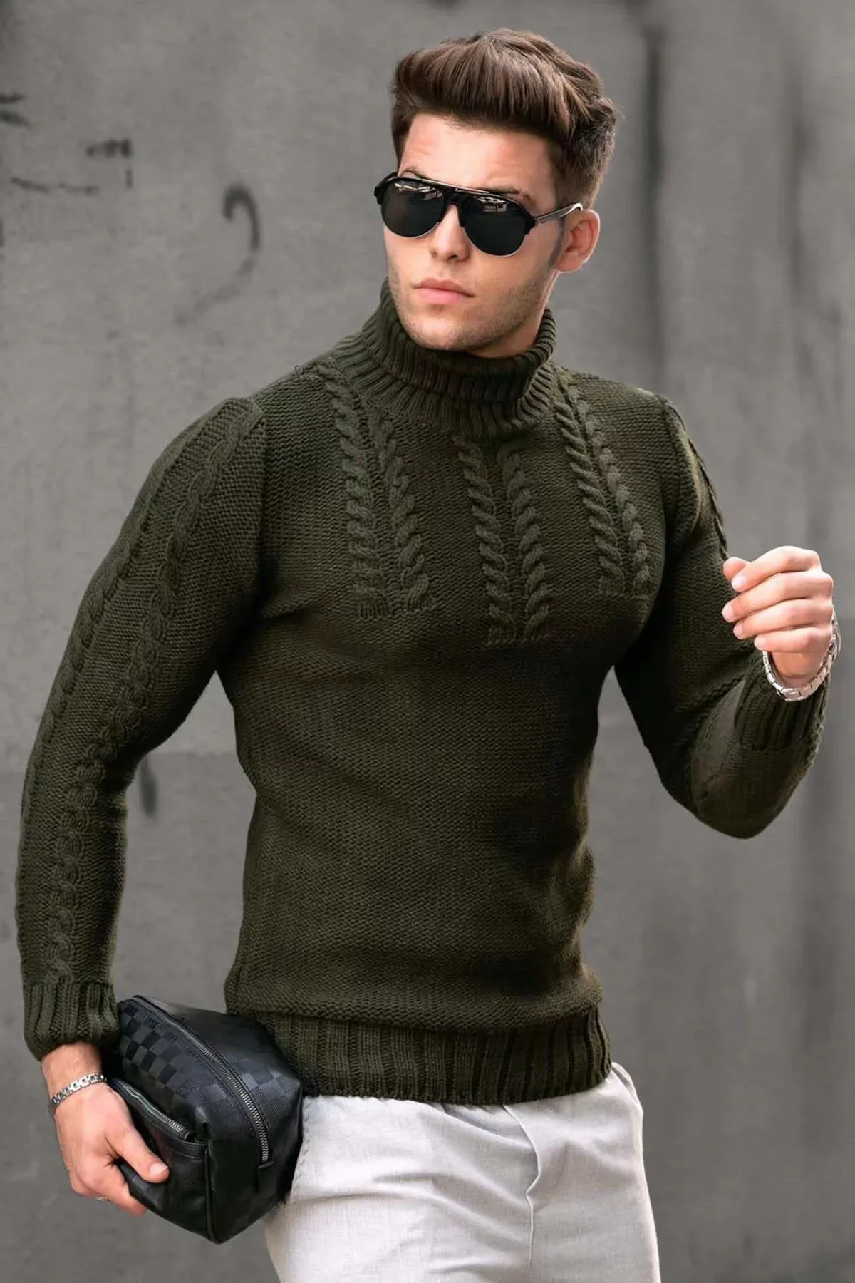 2024 Herbst Winter neue Herren warme Woll pullover Handel Vintage koreanische Mode Männer Roll kragen pullover lässige Pullover übergroß