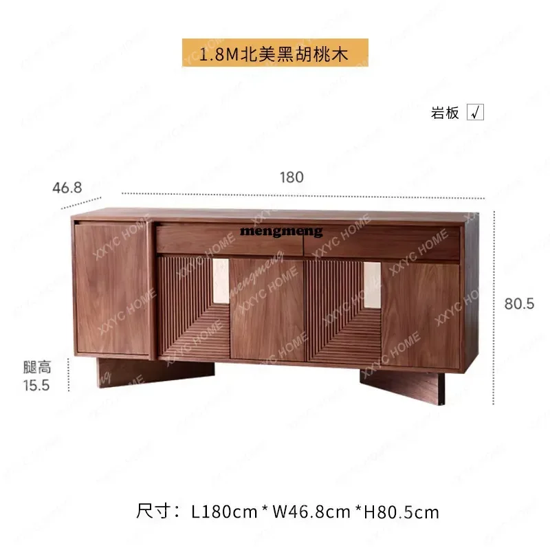 HH retro black walnut medieval side cabinet dining room living room locker entrance bedroom chest cabinet