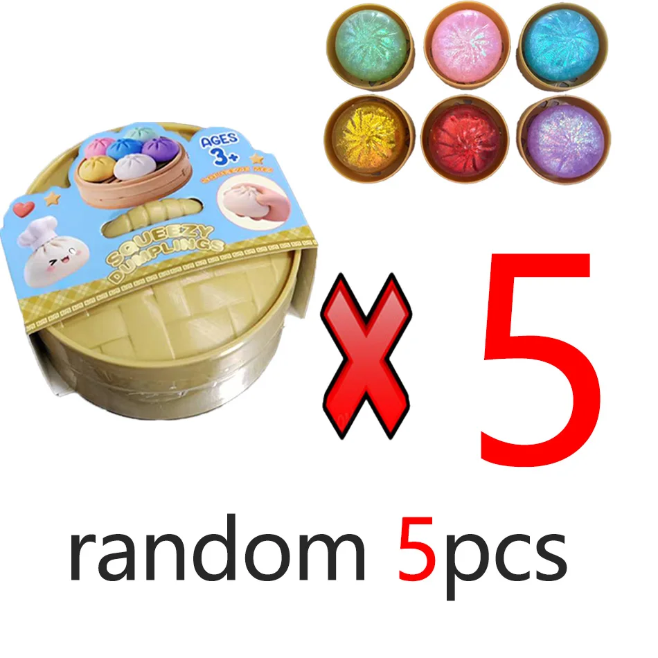 Nieuwe Glitter Dumpling Squishies Dumpling Squishy met doosje Dumplings Sensorisch knijp speeltje voor stressverlichting