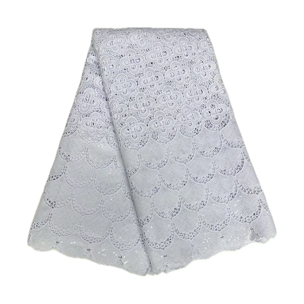 Женская элегантная белая ткань, кружевная ткань, французское сухое кружево, 5 ярдов, молочный шелковый кружевной материал для шитья свадебного вечернего платья