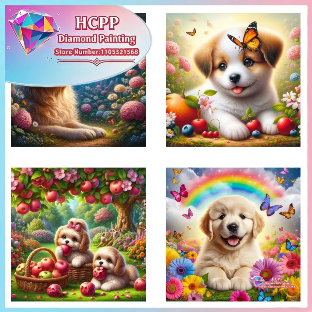 Tier Hund Blume Schmetterling Diamant-Malerei-Set Quadratische Runde Diamanten 5D DIY Mosaik Handgemachte Kunst Einzigartiges Geschenk Handwerk Heimdekoration