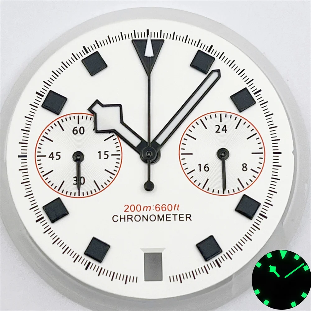 30mm Black White Blue VK64 Chronograph Cyclist Watch Dial With 6 O