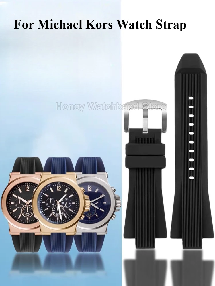 ​​Sweatproof Breathable Silicone Watch Strap for Michael Kors MK9020 MK8729 MK8730 MK8184 Protruding Interface Pin Buckle​​ Band