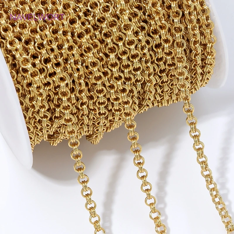 18K Gold Plated Brass O Link Cable Chain For Jewelry Making,High Quality Bulk Chains Wholesale,DIY Bracelet Making Fittings image 2
