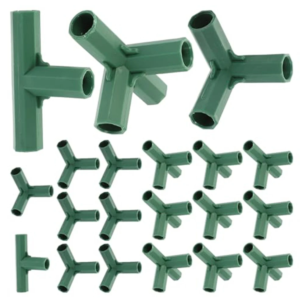 

20PCS 16mm Round Pipe Connector Tee Plastic Three-Way Four-Way Five-Way Greenhouse Frame Garden Water Connector