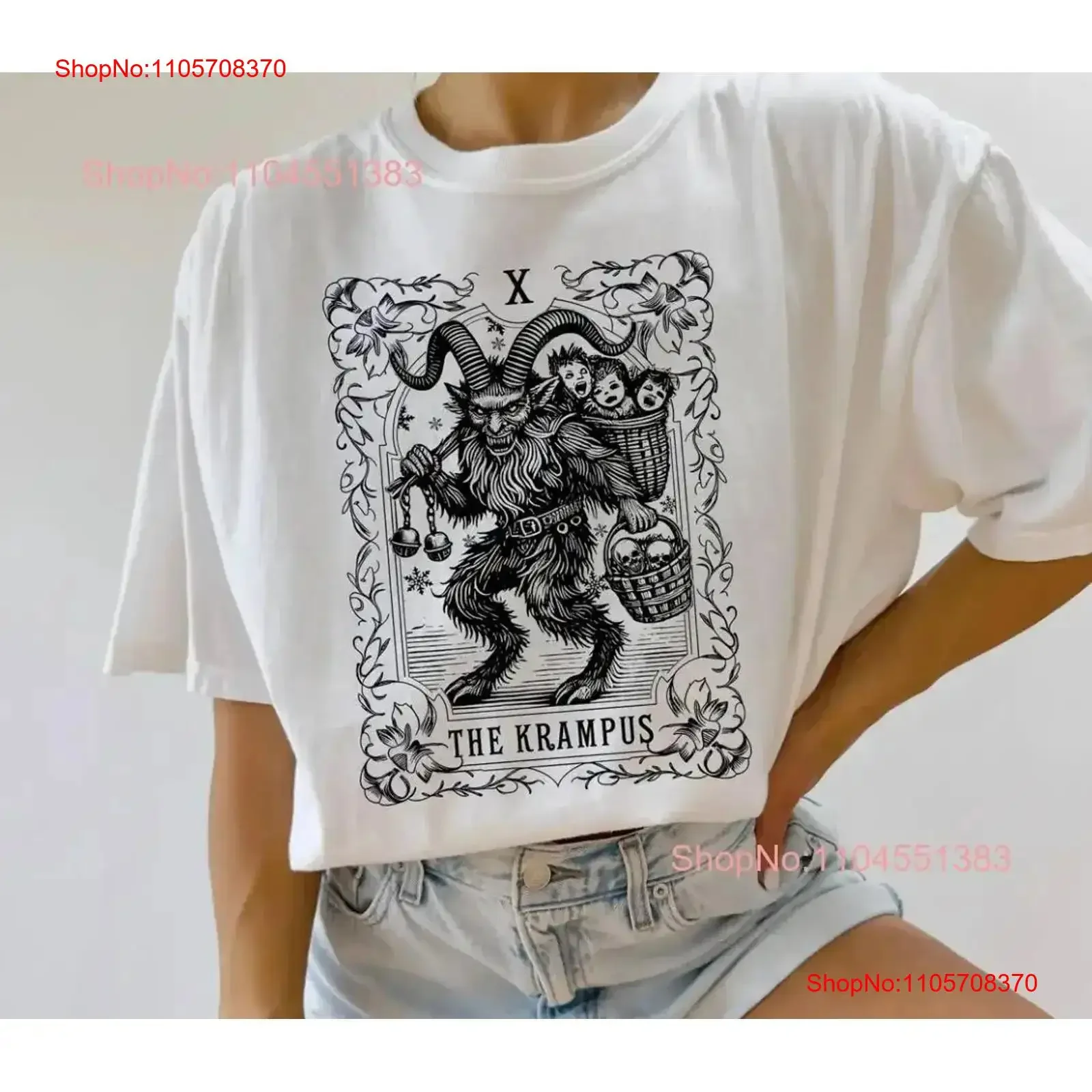 Krampus Tarot Card Goth Christmas T Shirt Scary Size S 5XL vintage Washed graphic homme designer clothes Top For Everyday Wear