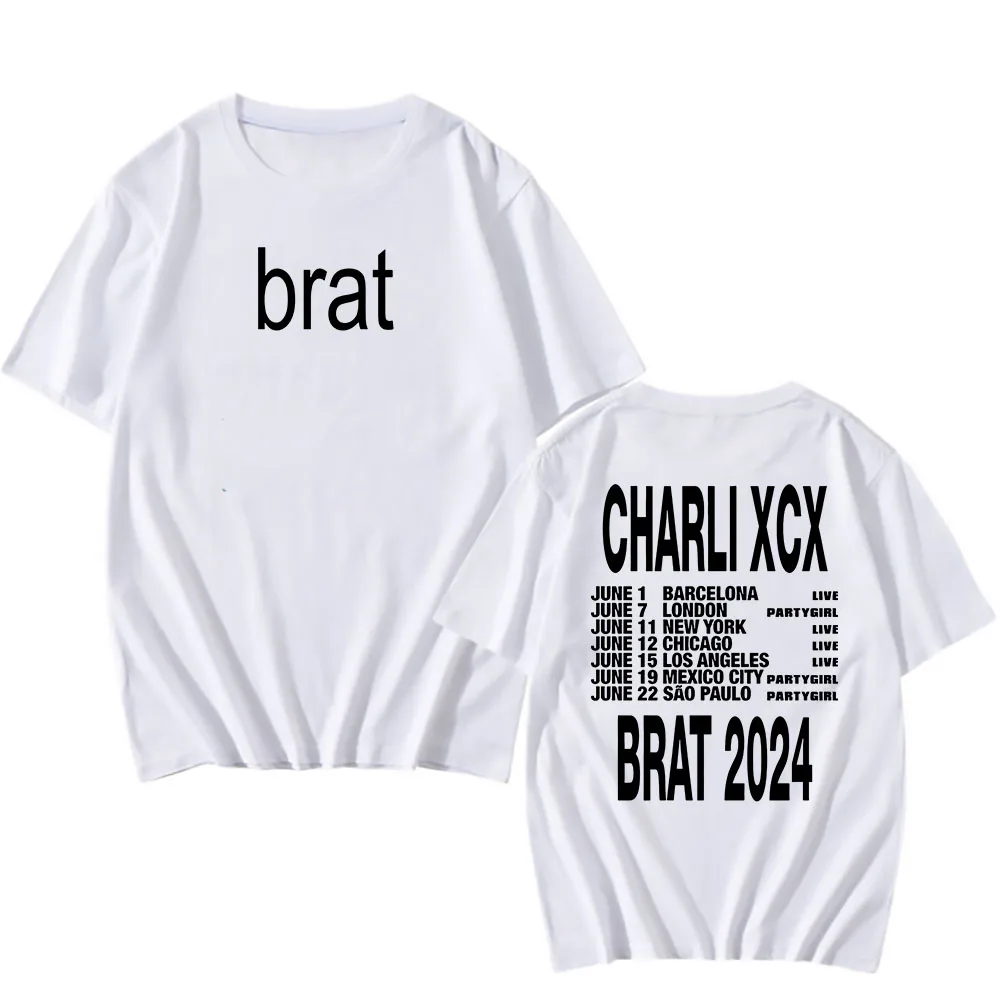 Charli Xcx Brat 2024 t-shirty Album Retro męski/damski Streetwear Casual bawełniana letnia koszulka Unisex koszulka z krótkim rękawem koszulki w