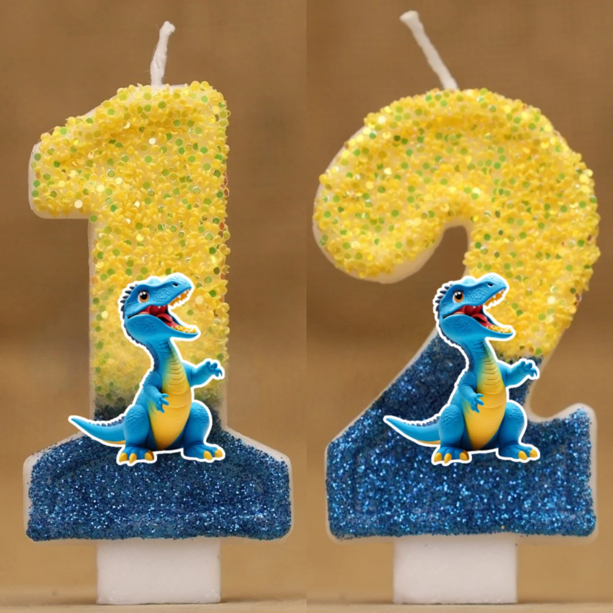 dinosaur T-Rex Digital Candle Number 0-9 Kids Birthday Cake Decoration Supplies Cartoon Anime Party Accessories Supplies