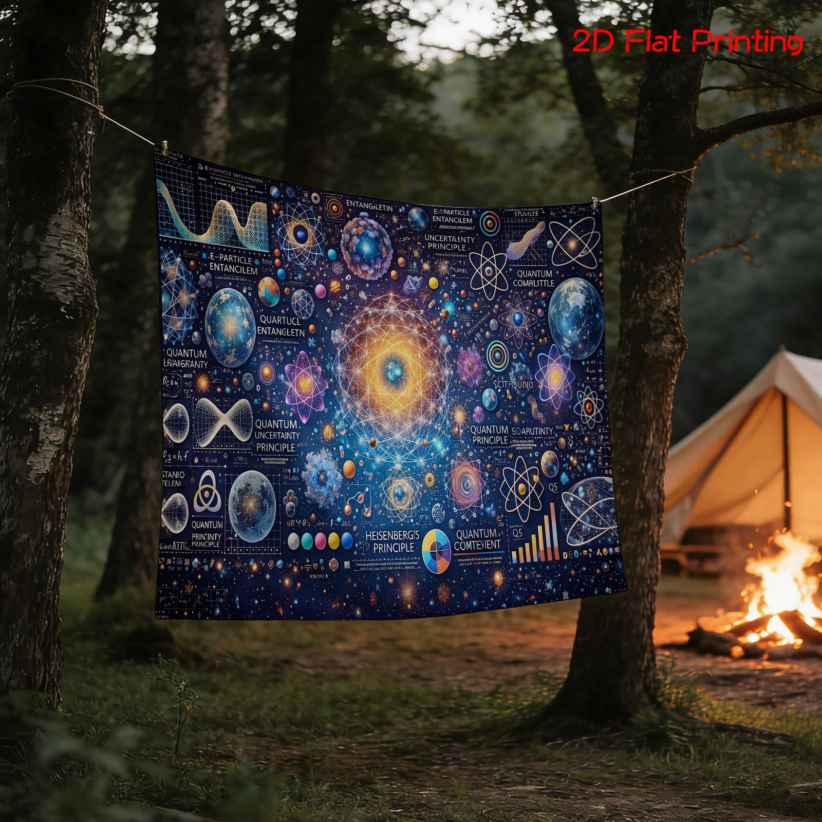 Quantum Physics Wall Tapestry Poster Scientific Diagram Art Modern Decor Room Decoration for Bedroom Office Hallway