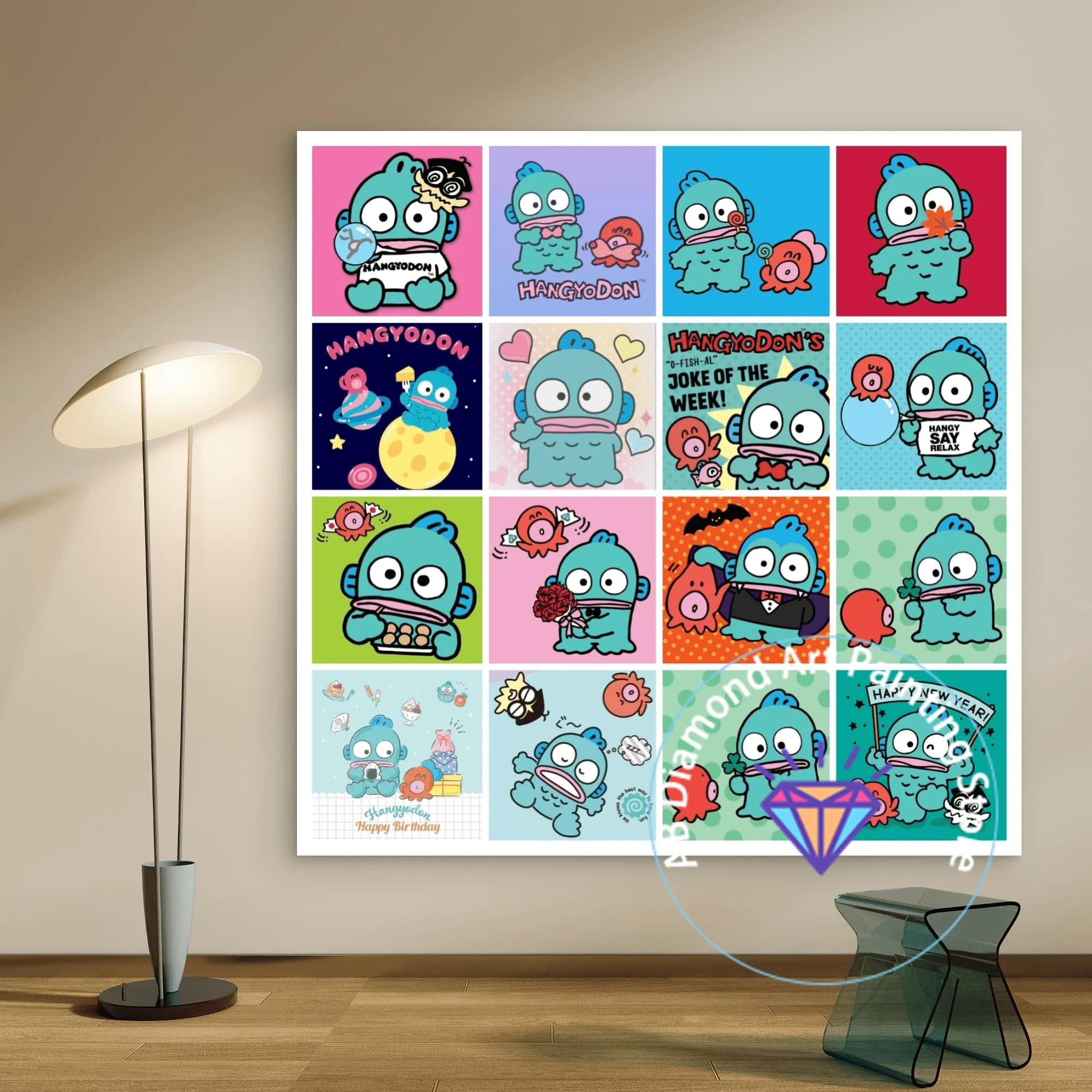 

Hangyodon Sanrio AB Diamond Painting Kit 5D DIY Diamond Embroidery Cross Stitch Handmade Art Gift Crafts Home Decoration