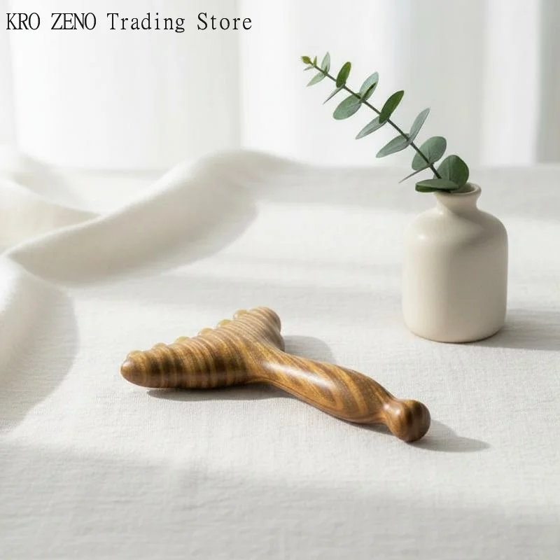 Portable Sandalwood Meridian Massage Comb Promote Hair Meridians Body Anti-static 6-beads Sheep Horn Head Massager Gua Sha Tool✨
