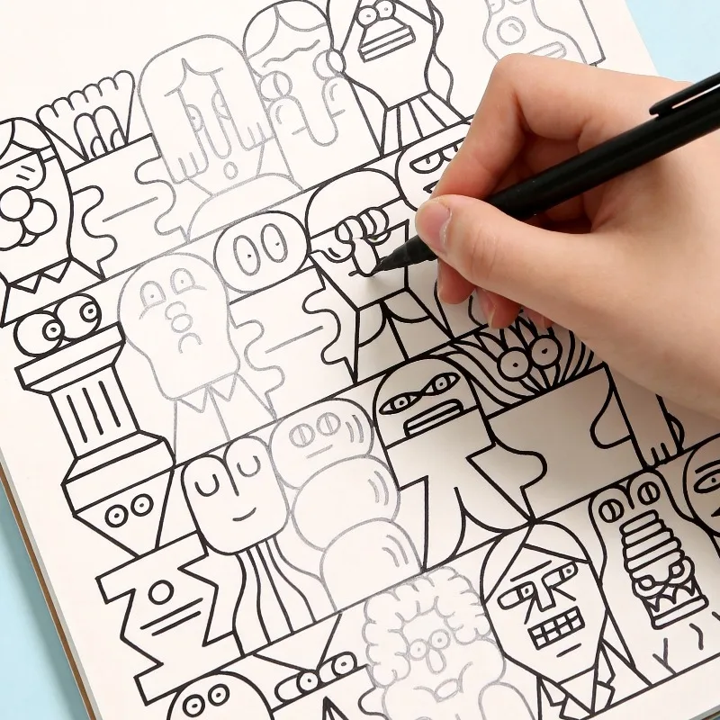 A High-definition Line Draft Coloring Book, An Adult Decompression Hand Drawn Graffiti Book, 24 Pages of High-definition Paper