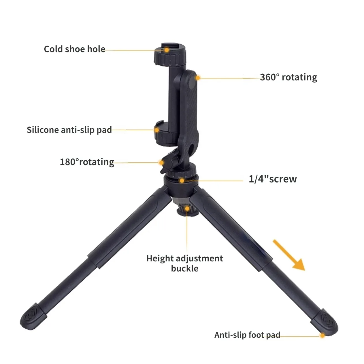 Multi-functional 360° Rotatable with Dual Cold Shoe Moun Phone Holder Phone Tripod Mount for Smartphone Vlog Selfie Live Stream