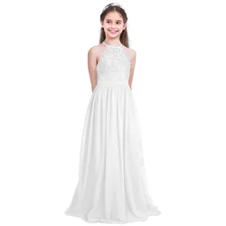 Kids Flower Girls Princess Party Dress Lace Chiffon Wedding Bridesmaid Dresses Children Birthday Pageant Formal Evening Gown