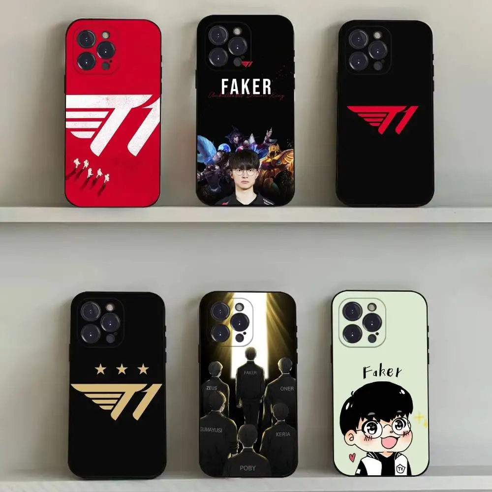 

T1 Team L-Lols Lck Faker Phone Case For iPhone 16,15,14,13,12,11,Pro,Max,Plus,X,XS,SE4,E,Mini,Soft Black Case