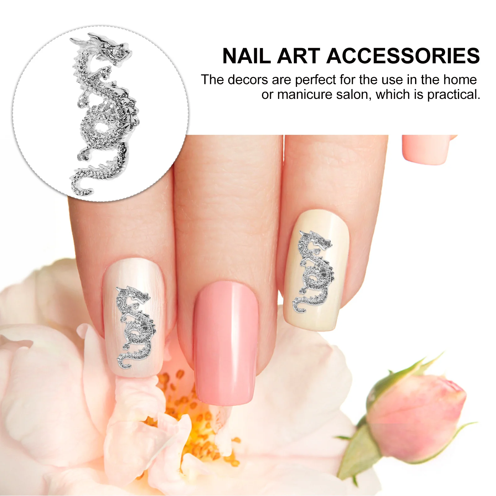 

10Pcs Nail Charms Dragon Style Small Size Alloy Nail Gems Long Lasting DIY Manicure Decoration Nails Manicure Charms