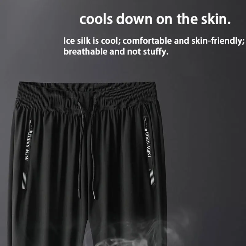 Running Pants Zipper Quick Dry Summer Fishing Outdoor Jogging Sweatpants Men Fitness Trousers Training Sport Long Pant Workout image 3