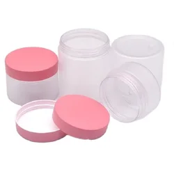 50 80 100 120 150 250g PET Plastic Jars Frosted Body Scrub Pot Facial Mask Cosmetic Face Cream Jars with Matte Pink Lid 25pcs