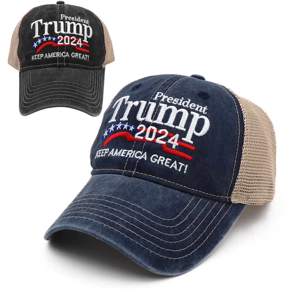 Trump 2024 US Flag Baseball Cap Trump Polyester Sunscreen Hats Adjustable Camo Trump Supporters Cap Trump Supporters Hat